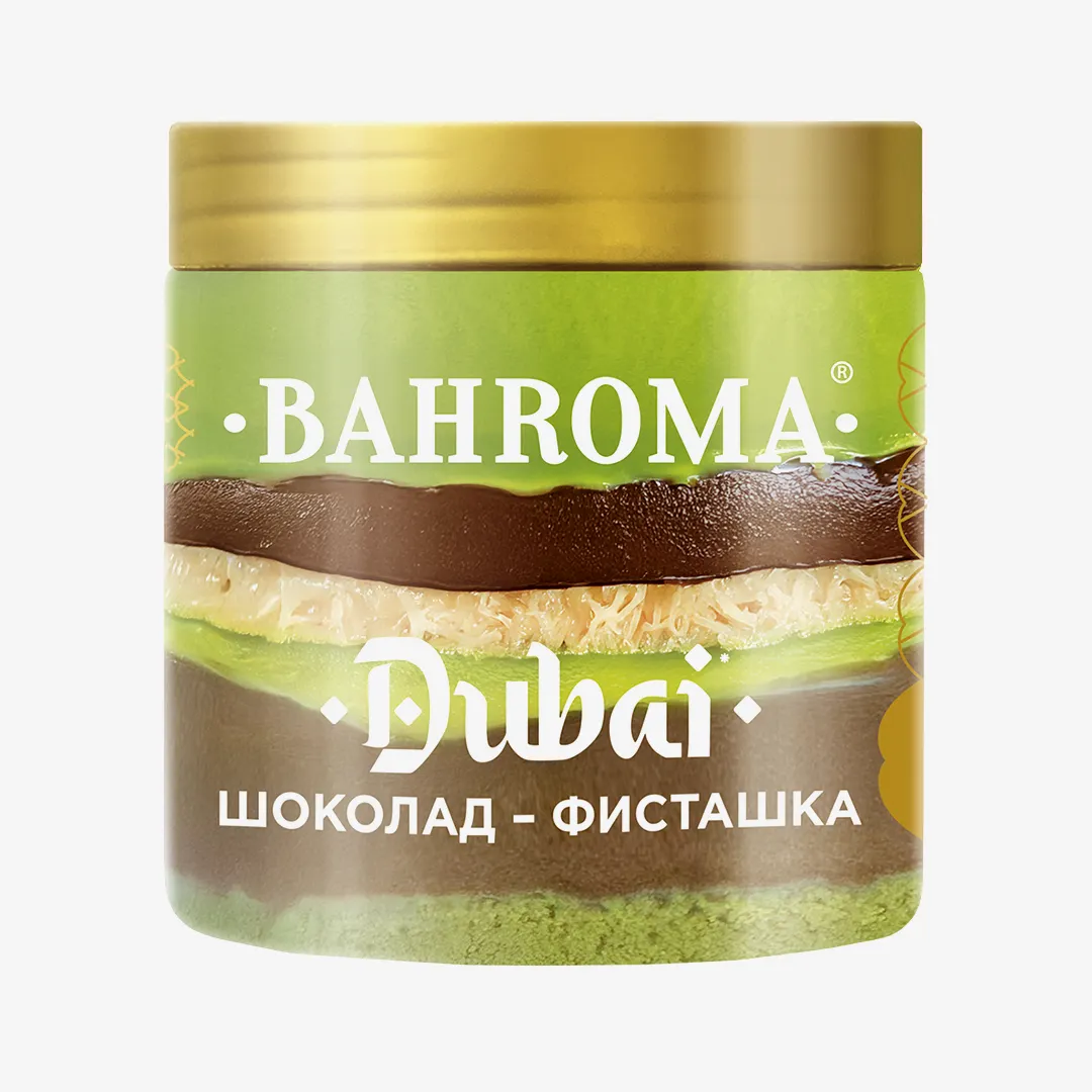 Мороженое Bahroma пломбир фисташка-шоколад с кадаиф, 320 г