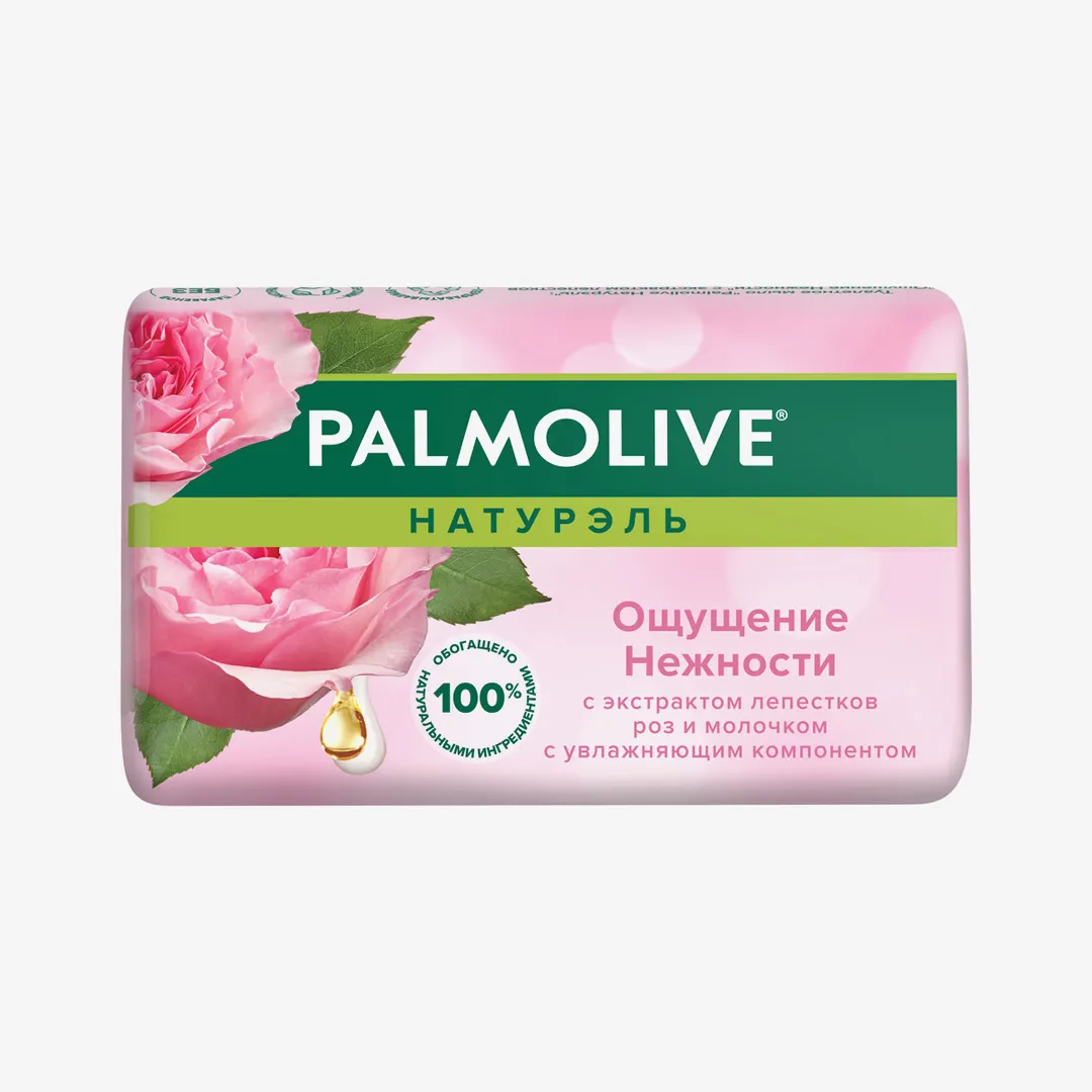 Мыло Palmolive Ощущение нежности с экстрактом лепестков роз и молочком, 90 г